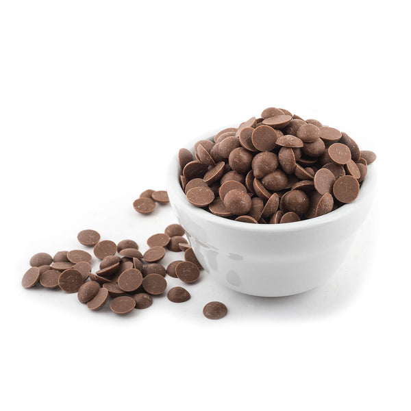 White bowl full of chocolate chips