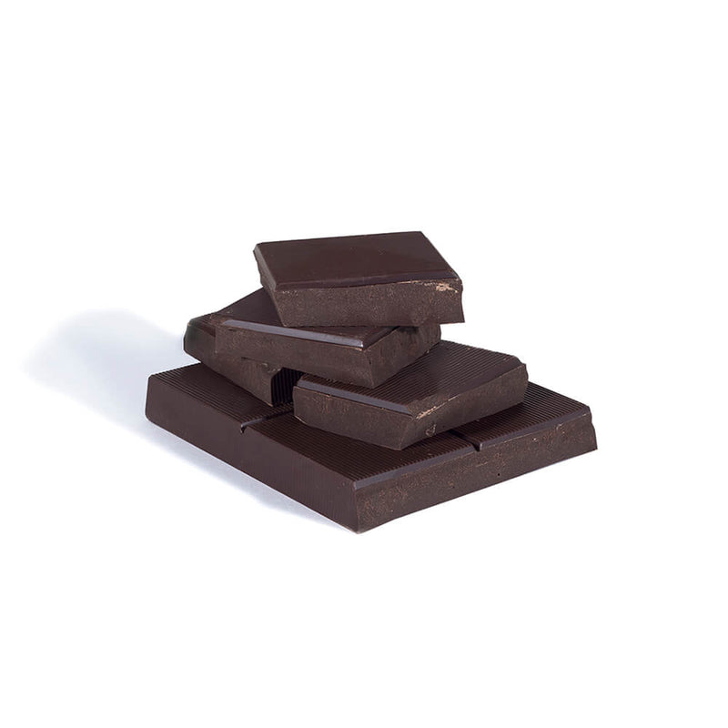 Stack of dark chocolate baking bar chunks