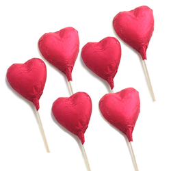 Heart Lollipops in Dark Chocolate, 6 pc
